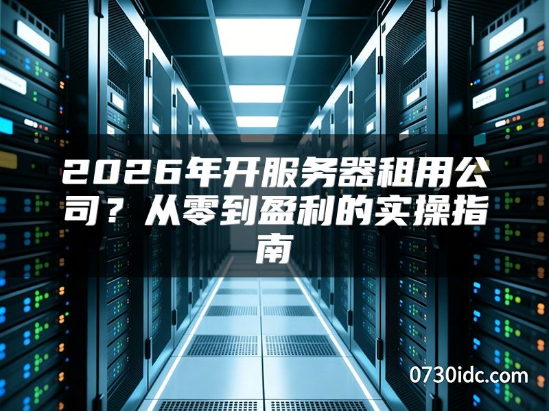 2026年开服务器租用公司？从零到盈利的实操指南