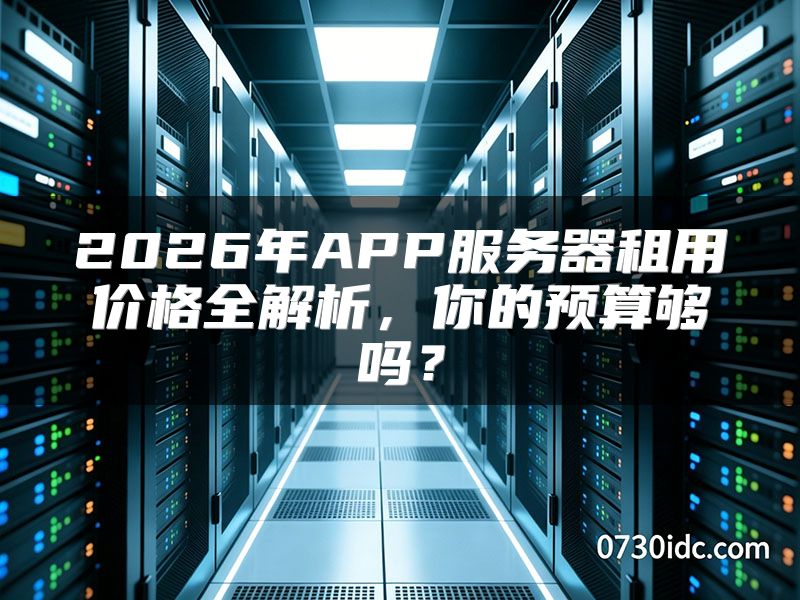 2026年APP服务器租用价格全解析,你的预算够吗?