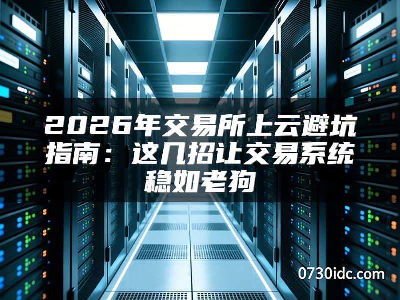 2026年交易所上云避坑指南:这几招让交易系统稳如老狗
